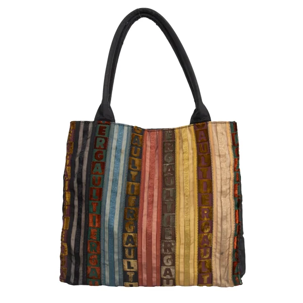 Jean Paul GAULTIER Flocked Logo Stripe Switching Bag K-175903_002
