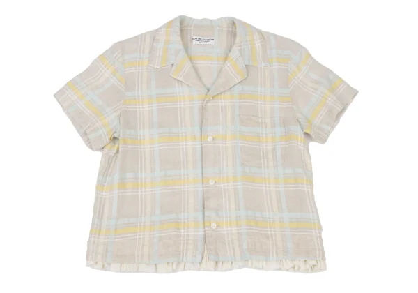 robe de chambre COMME des GARCONS Hem Ruffle Oversized Check Short Sleeve Shirt K-175912_002
