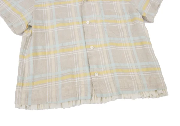 robe de chambre COMME des GARCONS Hem Ruffle Oversized Check Short Sleeve Shirt K-175912_008