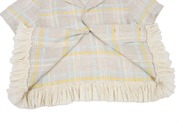 robe de chambre COMME des GARCONS Hem Ruffle Oversized Check Short Sleeve Shirt K-175912_010