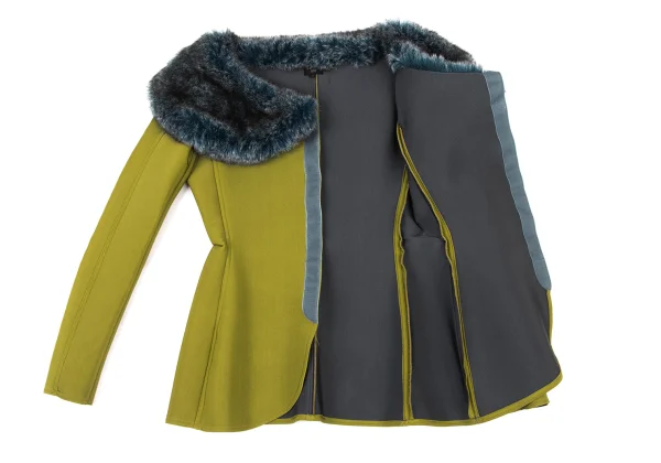 Jean Paul GAULTIER FEMME Nylon Blend Bonded Faux Fur Velcro Jacket K-175917_009