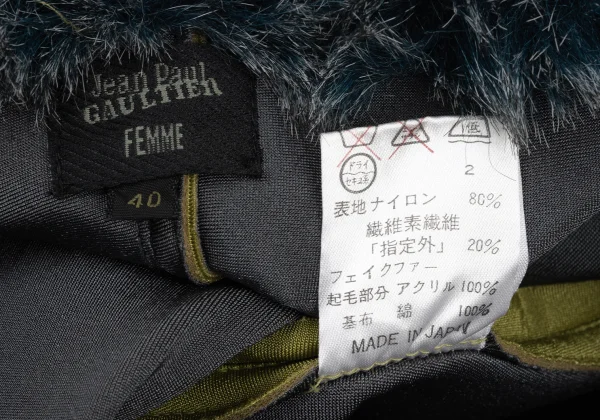 Jean Paul GAULTIER FEMME Nylon Blend Bonded Faux Fur Velcro Jacket K-175917_015