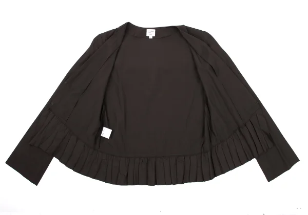 Jean Paul GAULTIER FEMME Rayon Cotton Switching Hem Design Collarless Blouse K-175921_010