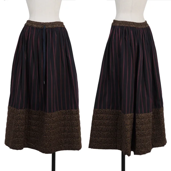 Vivienne Westwood Red Label Padded Hem Floral Switching Stripe Skirt Navy,Purple 0 K-175930_001