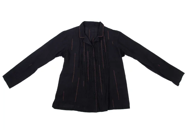 ISSEY MIYAKE HaaT Zigzag Trim Embroidery Open Collar Shirt K-175934_002