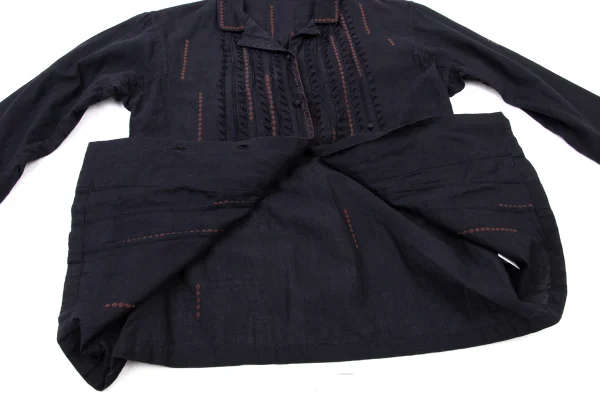 ISSEY MIYAKE HaaT Zigzag Trim Embroidery Open Collar Shirt K-175934_013