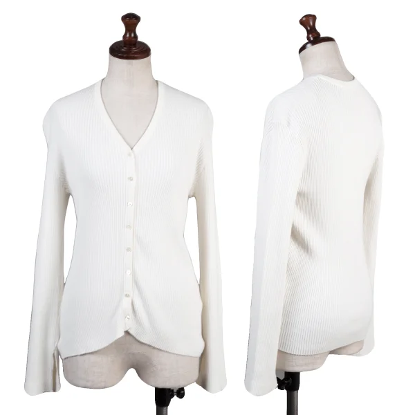 MACPHEE Cotton Rib Knit Cardigan White S K-175935_001