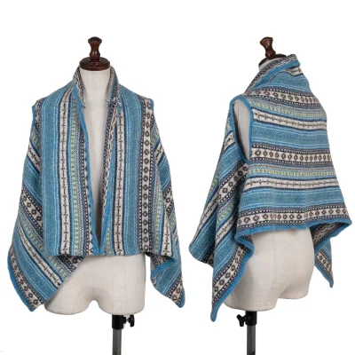 MACPHEE Wool Blend Striped Jacquard Knit Vest