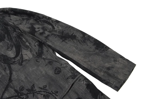 Y's Ink-Wash Style Print Denim Chesterfield coat K-175953_007