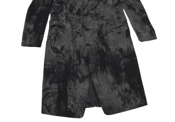 Y's Ink-Wash Style Print Denim Chesterfield coat K-175953_009