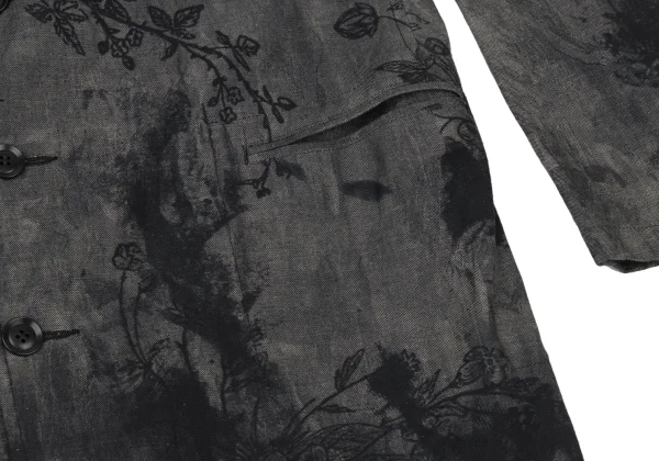 Y's Ink-Wash Style Print Denim Chesterfield coat K-175953_010