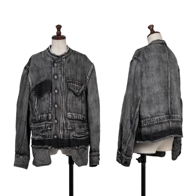 Y's Cotton Linen Band-Collar Denim Blouson