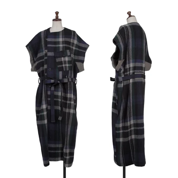 Y's Wool Blend Check Flannel Dress Navy,Green,Grey 1 K-175956_001