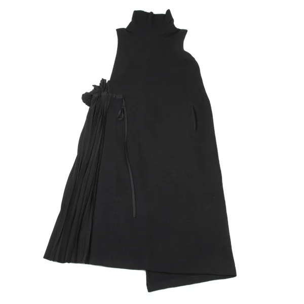 Y's Pleated Switching Turtleneck Sleeveless Knit Dress K-175958_002