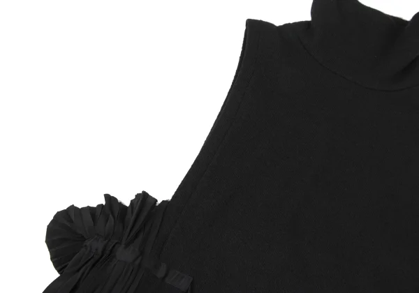 Y's Pleated Switching Turtleneck Sleeveless Knit Dress K-175958_007