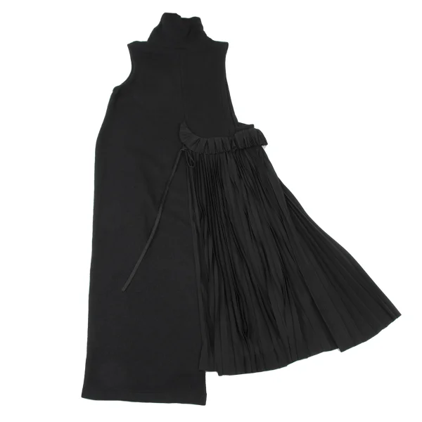 Y's Pleated Switching Turtleneck Sleeveless Knit Dress K-175958_013