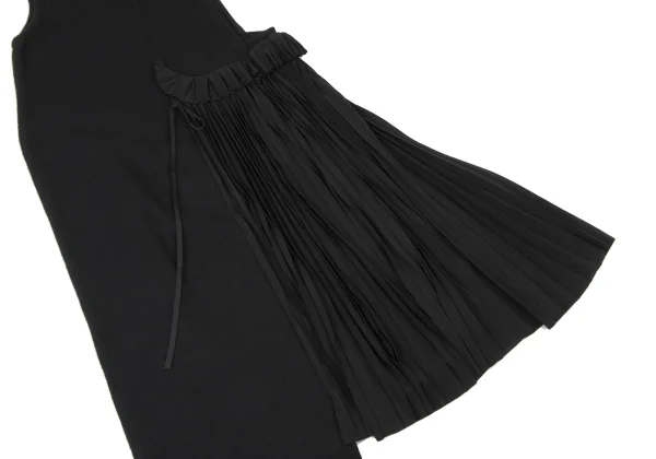 Y's Pleated Switching Turtleneck Sleeveless Knit Dress K-175958_014
