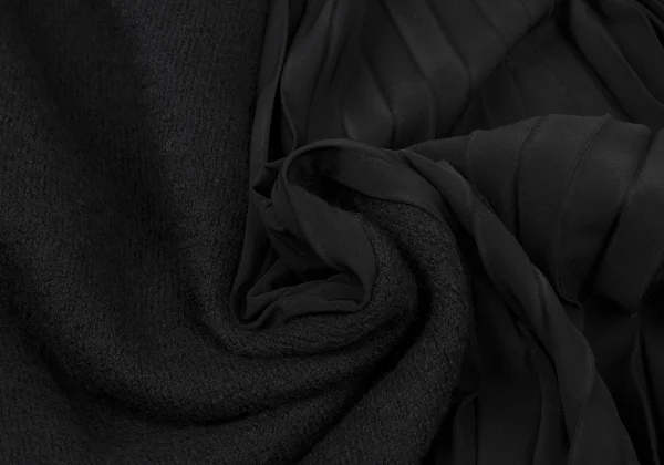 Y's Pleated Switching Turtleneck Sleeveless Knit Dress K-175958_015