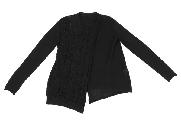 Y's Cotton Wrap Design Cable Knit Sweater K-175960_002