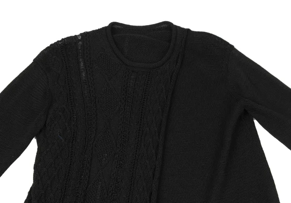 Y's Cotton Wrap Design Cable Knit Sweater K-175960_003