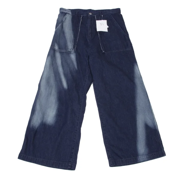 Y's Faded Pocket Design Wide Jeans  Indigo 2 K-175969_001