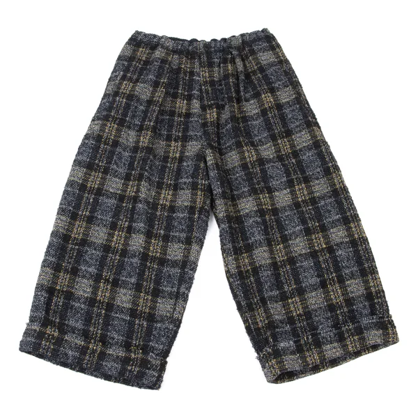Y's Check Tweed Cropped Pants Navy,Yellow,Grey 1 K-175970_001