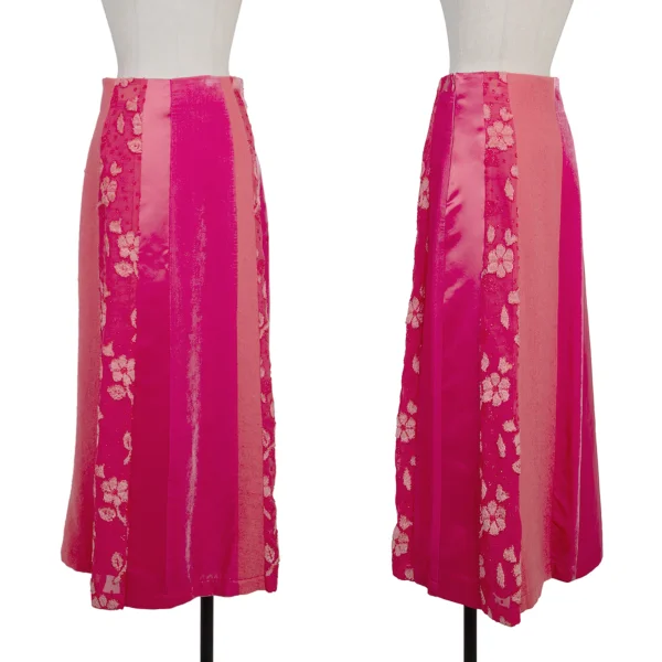 tricot COMME des GARCONS Mixed Material Paneling Skirt Pink M K-175987_001