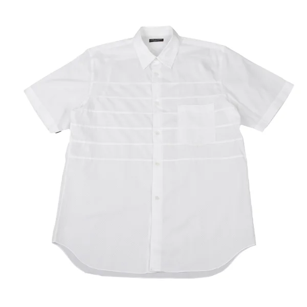 COMME des GARCONS HOMME PLUS Check Weave Pintuck Design Short Sleeved Shirt  White M-L K-175990_001