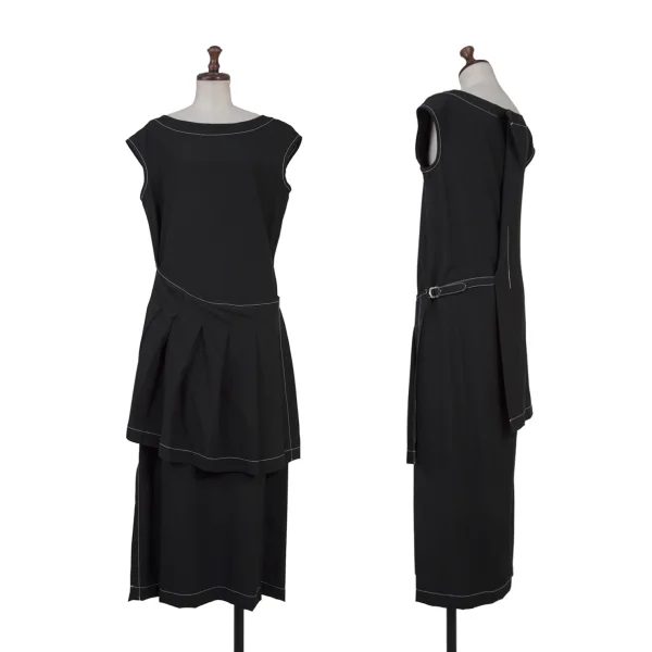 tricot COMME des GARCONS Wool Skirt Design Sleeveless Dress Black S-M K-175999_001