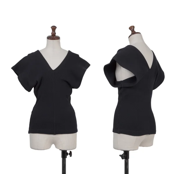 tricot COMME des GARCONS Cotton Stretch Drape V-neck Knit Vest Navy S-M K-176004_001