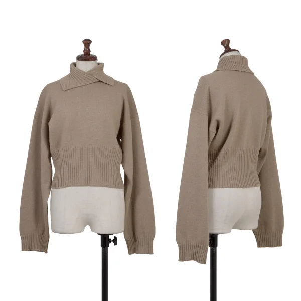 ROMEO GIGLI Wool Asymmetry-Collar Knit Top Mocha 9T K-176010_001