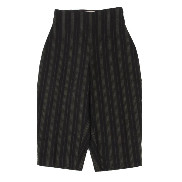 ROMEO GIGLI Wool Blend Striped Weave Cropped Pants Black,Multi-Color 63-90 K-176012_001