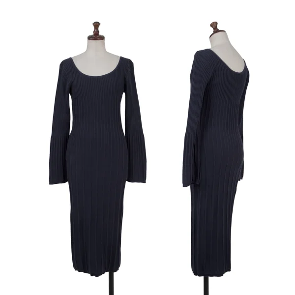 VIVIENNETAM Ribbed Cotton Long Dress Navy 1 K-176020_001
