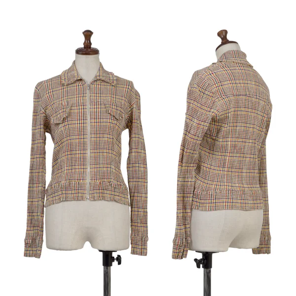 TSUMORI CHISATO Check Pleated Zip Front Top Multi-Color 2 K-176021_001