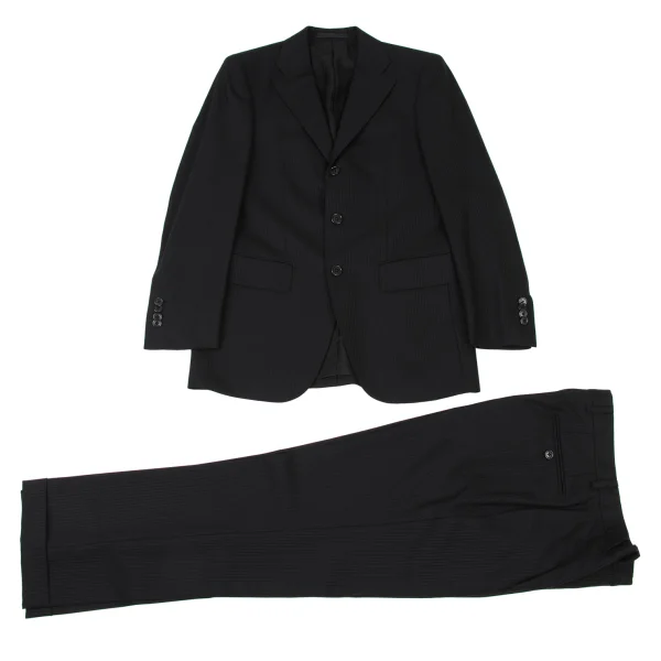 EZ by Zegna Wool Shadow Stripe Jacket & Pants Black 44R K-176036_001