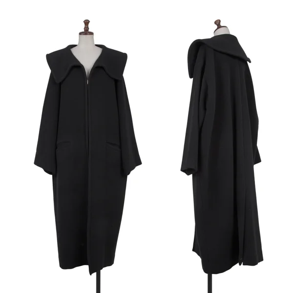 Y's Hook Fastenings Melton Wool Long Coat Black S-M K-176046_001