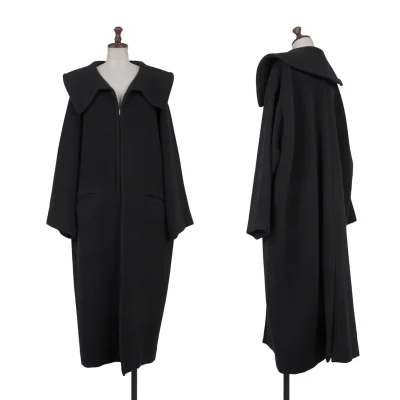 Y's Hook Fastenings Melton Wool Long Coat