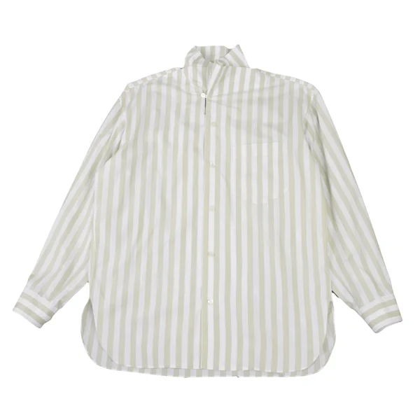 ISSEY MIYAKE MEN Striped Collar Design Long Sleeved Shirt  Beige,White M K-176048_001