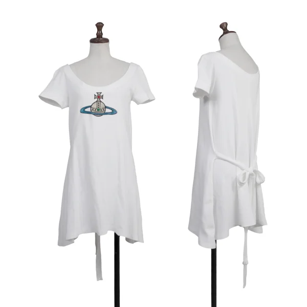 Vivienne Westwood Big Orb Embroidery Strap Long Top White S-M K-176052_001