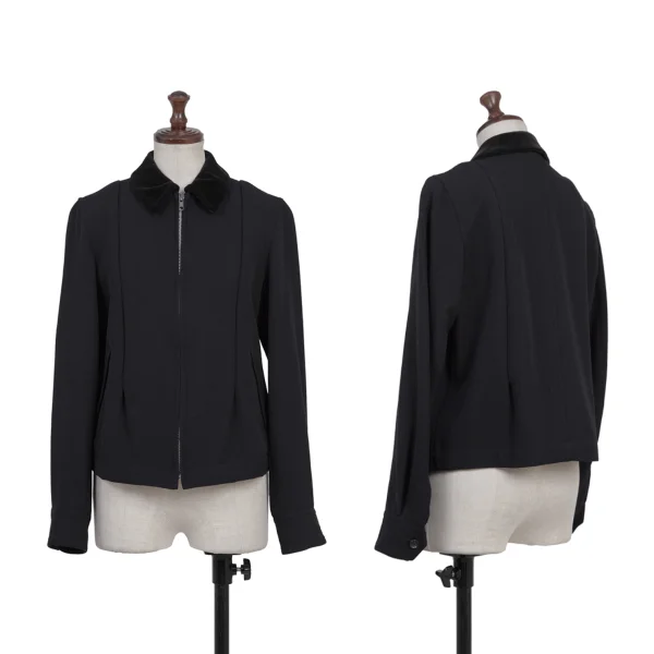 robe de chambre COMME des GARCONS Velour Collar Tuck Wool Zip Blouson Navy,Black M K-176056_001