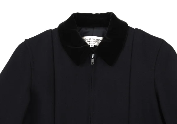 robe de chambre COMME des GARCONS Velour Collar Tuck Wool Zip Blouson K-176056_003