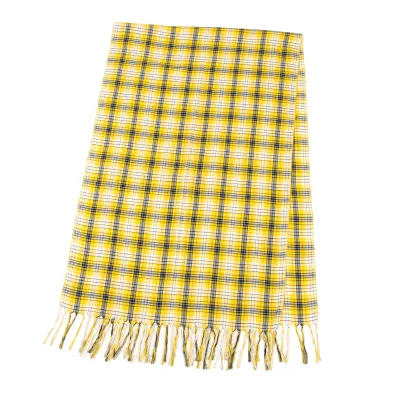 Yohji Yamamoto POUR HOMME Cotton Over-Check Fringe Stole