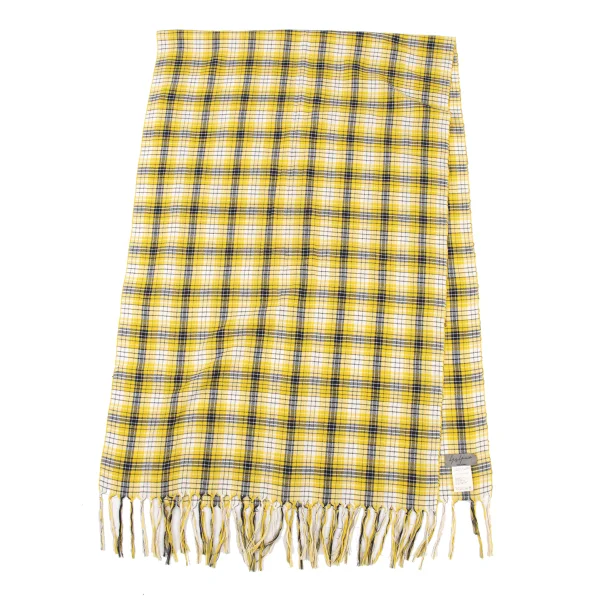 Yohji Yamamoto POUR HOMME Cotton Over-Check Fringe Stole K-176059_003