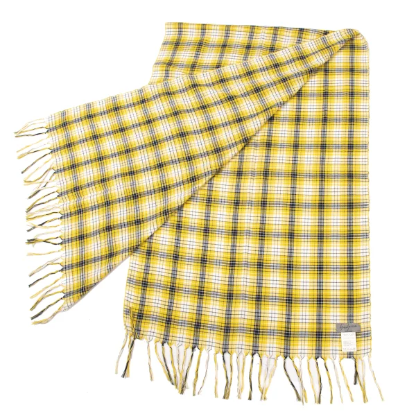 Yohji Yamamoto POUR HOMME Cotton Over-Check Fringe Stole K-176059_004