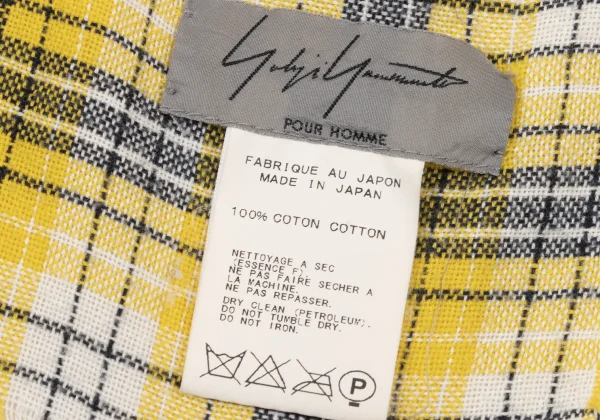 Yohji Yamamoto POUR HOMME Cotton Over-Check Fringe Stole K-176059_006