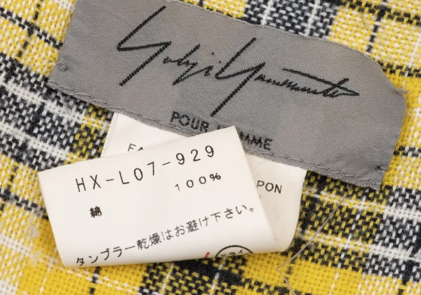 Yohji Yamamoto POUR HOMME Cotton Over-Check Fringe Stole K-176059_007