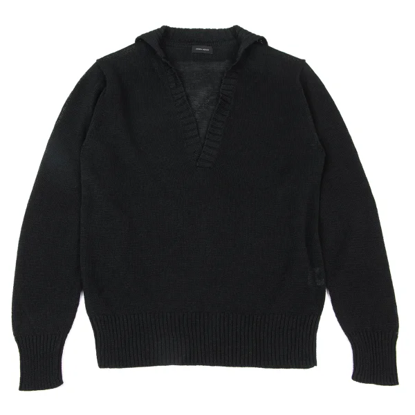 JOSEPH HOMME Cotton Linen V-neck Knit Top Black 46 K-176077_001