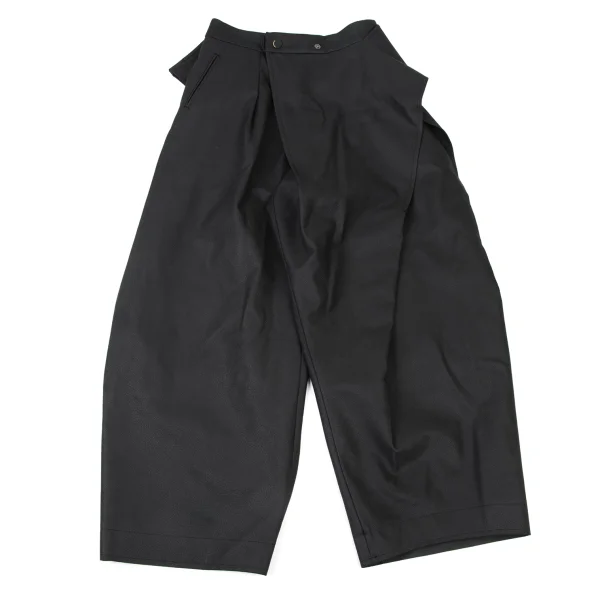 ISSEY MIYAKE PRONOUNCED BODY Synthetic Leather Wrap Design Pants Black 2 K-176084_001