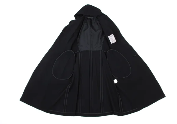 Yohji Yamamoto FEMME Wool Hooded Long Jacket K-176116_010