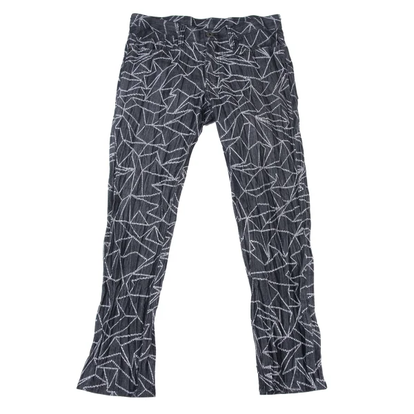 ISSEY MIYAKE MEN Cotton Poly Geometric Stitch Pants Navy,White 2 K-176118_001